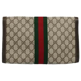 Gucci-GUCCI GG Canvas Web Sherry Line Handtasche Beige Rot 41 014 3087 30 Auth ep1883-Rot,Beige