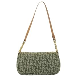 Christian Dior-Christian Dior Trotter Canvas Maris Pearl Shoulder Bag Green Auth 54360-Green