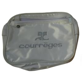 Courreges-Small Courreges bag in cream satin-White
