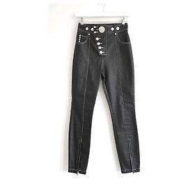 Alexander Wang snap front coated cotton pants Black