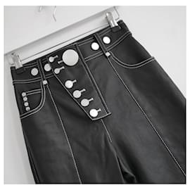 Alexander Wang-Alexander Wang pantalon en coton enduit à boutons-pression sur le devant-Noir