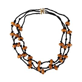 Autre Marque Collection Privée Collier superposé en corde et perles Orange