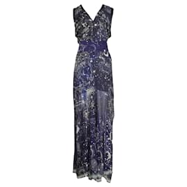 Camilla-Navy Blue Printed Panelled Jumpsuit-Blue,Navy blue