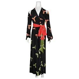 Diane Von Furstenberg-Black Wrapped Jumpsuit with Birds Print-Other