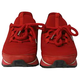 Hermès-Baskets basses Hermes Miles en toile rouge-Rouge