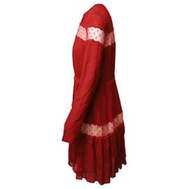 Giambattista Valli-Giambattista Valli Long Sleeves Lace Trim Dress in Red Viscose-Red
