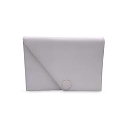 Yves Saint Laurent-Vintage White Leather Handbag Clutch Bag-White
