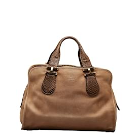 Gucci-Twice Nubuck Leather Handbag 323657-Brown