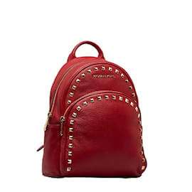Michael Kors-Michael Kors Leather Studded Abbey Backpack Leather Backpack in Excellent condition-Red