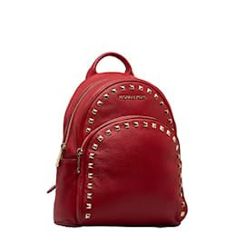 Michael Kors-Zaino Abbey in pelle con borchie-Rosso