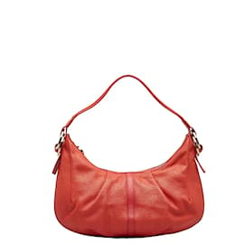 Bulgari-Leather Baguette Bag-Red