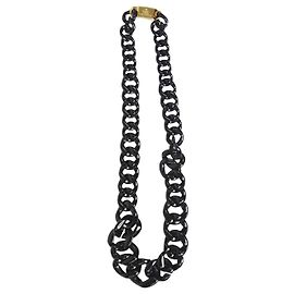 Prada Collana a catena nera in acetato nero con hardware dorato Nero