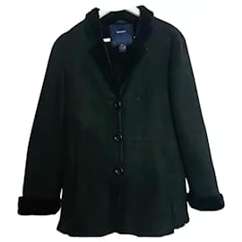 Autre Marque-leather trim coat-Black