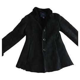 Autre Marque-leather trim coat-Black