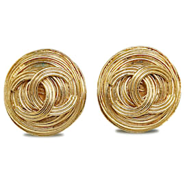 Chanel-Boucles d'oreilles clips Chanel Gold CC-Doré