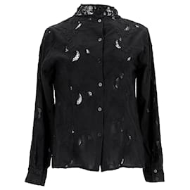 Sea New York-Sea New York Lace Trim Shirt in Black Cotton-Black