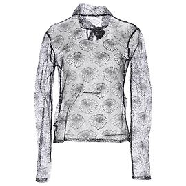 Top floreale trasparente MSGM impreziosito da perle in poliestere nero Nero
