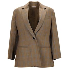 Nina Ricci-Nina Ricci Checkered Blazer Jacket in Brown Wool-Brown