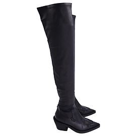 Botas Khaite Charleston acima do joelho em couro de bezerro preto Couro Preto