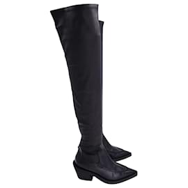 Khaite-Stivali sopra il ginocchio Khaite Charleston in pelle di vitello nera-Nero