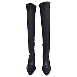 Khaite-Khaite Charleston Over-The-Knee Boots in Black Calfskin Leather-Black