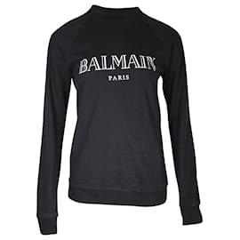 Balmain-Sweatshirt mit Balmain-Logo aus schwarzer Baumwolle-Schwarz