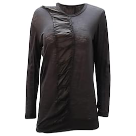 Y'S-Y's by Yohji Yamamoto Asymmetrical Long-sleeve Top in Black Cotton-Black