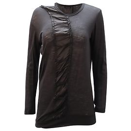 Y's by Yohji Yamamoto Asymmetrisches Langarm-Top aus schwarzer Baumwolle Schwarz