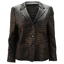 Dries Van Noten-Dries Van Noten Croc-Effect Jacket in Black Acetate-Black