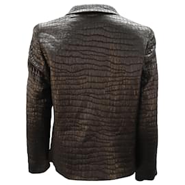 Dries Van Noten-Chaqueta con efecto cocodrilo en acetato negro de Dries Van Noten-Negro