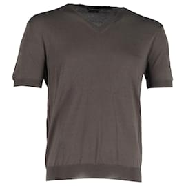 Tom Ford-Tom Ford V-neck T-shirt in Brown Cotton-Brown