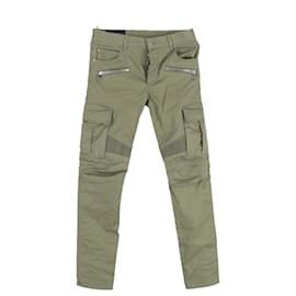 Balmain-Pantalones cargo de corte slim con logo estampado de Balmain en algodón verde-Verde