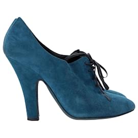 Dolce & Gabbana-Dolce & Gabbana Heeled Lace-Up Oxfords in Turquoise Suede-Other