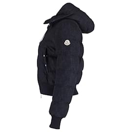 Moncler-Moncler Denim Puffer Jacket in Blue Cotton-Blue,Navy blue