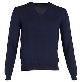 Pull Col V Prada en Coton Bleu Marine Bleu Bleu Marine