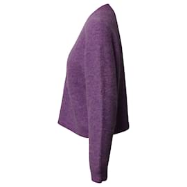 Ganni-Ganni Ribbed-Knit Cardigan in Purple Alpaca Wool-Other