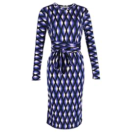 Diane Von Furstenberg-Diane Von Furstenberg Printed Knit Belted Midi Dress in Multicolor Wool-Other