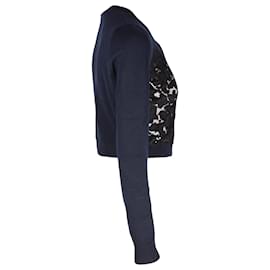 Diane Von Furstenberg-Cardigan girocollo con motivo pizzo Diane Von Furstenberg in lana blu navy-Blu,Blu navy
