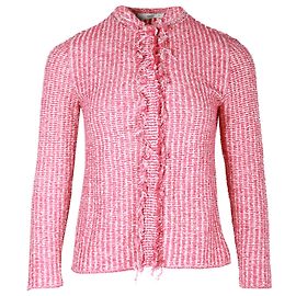 Cardigan Prada Tweed em Algodão Rosa Outro