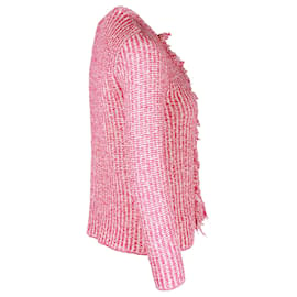 Prada-Cardigan Prada Tweed in cotone rosa-Altro