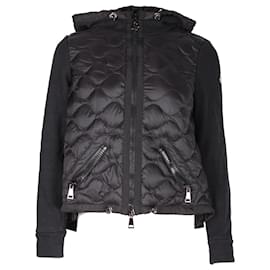 Moncler-Moncler Hoodie Qulited Down Jacket in Black Nylon-Black