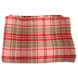 Acne-Acne Studios Cassiar Checked Logo Scarf in Red Wool-Other