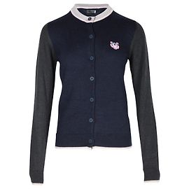 Kenzo Upperr Patch Cardigan aus marineblauer Wolle Marineblau