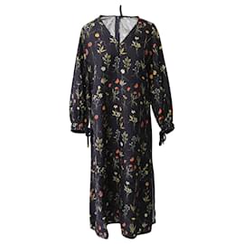 Autre Marque-Mother Of Pearl Josie Midi Dress in Floral Print Lyocell Twill -Black