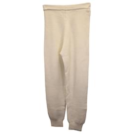 Autre Marque-The Frankie Shop Ribbed Lounge Pants in Cream Wool-White,Cream