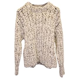 Theory-Theory Wo Handknit Marled Sweater in Ecru Wool-White,Cream
