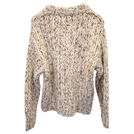 Theory-Theory Wo Handknit Marled Sweater in Ecru Wool-White,Cream