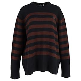 Acne-Acne Studios Face Patch Striped Sweater in Black and Brown Wool-Multiple colors