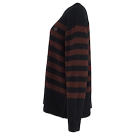 Acne-Acne Studios Face Patch Striped Sweater in Black and Brown Wool-Other,Python print