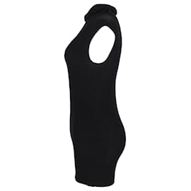 Rick Owens-Rick Owens Mini-robe moulante côtelée sans manches en coton noir-Noir